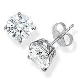 1.00 ct. tw. Round Diamond Solitatire, Prong Set Stud Earrings in 14 Karat White Gold ( GH/ SI-SI2)