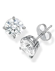 1.00 ct. tw. Round Diamond Solitatire, Prong Set Stud Earrings in 14 Karat White Gold ( GH/ SI-SI2)