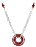 Sterling Silver Donut Red Crystal 25mm Necklace Made with Swarovski Elements
