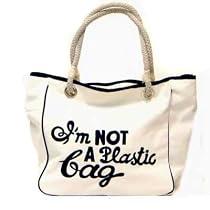 I'M NOT A PLASTIC BAG REUSE CANVAS SHOPPING TOTE NAVY