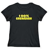 T-Shirt Woman Black  100% Grenadian  Grenada Country