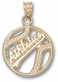 Oakland Athletics 10K Gold ''ATHLETICS'' Pierced Baseball Pendant