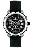 Invicta Men's 6001 Pilot Collection Stainless Steel Black Leather Chronograph Watch