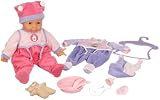 Bayer Design 94277 - Funktionspuppe Set mit Extrastrampler Kiss me Baby mit Schlafaugen und 18 Babylauten Kleid-lila 42 cm