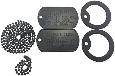 Two Full Sets of Customized Genuine Special Ops Black Epoxy Coated Stainless Steel Dog Tags