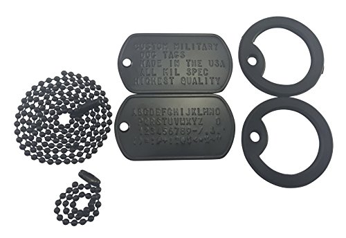 Two Full Sets of Customized Genuine Special Ops Black Epoxy Coated Stainless Steel Dog Tags