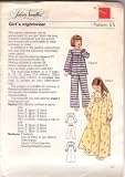 Silver Needles Sewing Pattern, Girls Nightwear, Sizes 8,10,12, Chest 27,28½,30", 69,72,30 cm, Pattern number 55