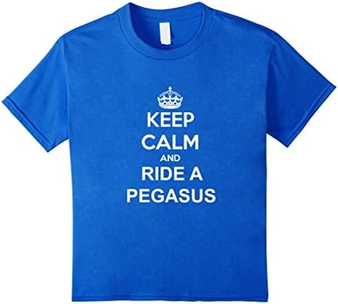 Kids Keep Calm And Ride A Pegasus T-shirt. Winged Horse Shirt 8 Royal Blue