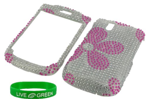 Pink Daisy Full Rhinestones Design Snap On Hard Case for Research In Motion BlackBerry Tour 9630 Phone