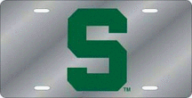 Michigan State Spartans Silver Laser Cut License Plate