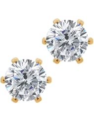 2.00 Ct Round H/I I1 Diamond Brass Yellow Gold Plated Brass Stud Earrings