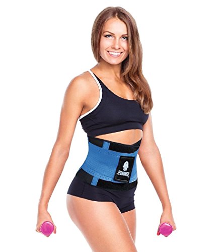 Tecnomed Best Adjustable Waist Cincher Workout Belt Burns Fat Faster Plus Instantly Slims Waist and Moves with You to Provide Critical Lower Back and Core Support for Lifting and Workouts BlueM
