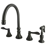 Kingston Brass KB7795BLBS English Country 8-Inch Widespread Kitchen Faucet with Brass Sprayer, Oil R