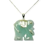 Gold Plated Sterling Silver Green Chinese Jade Elephant Pendant