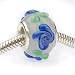 Murano Style Glass Lampwork Bumpy Bead Fits Pandora Milk White W/Blue Flowers 14mm (1)