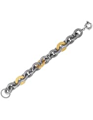 18K Hammered Gold & Sterling Silver Cable Bracelet