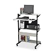 Soho Fully Adjustable Mobile Computer Table, 32w x 31d x 50h, Gray/Black