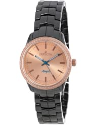 Invicta Womens 14914 Ceramics Rose Gold Tone Dial Black Watch