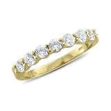 7 stone Diamond Wedding Ring in 18k Yellow Gold Band (G, SI1-SI2, 0.70 cttw) Certificate of Authenticity