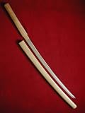 Handmade Sharp Japanese Samurai Shirasaya Katana Sword w/ High Gloss Wood Saya