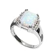 Sterling Silver Lab Created Opal Ring - 3mm Band Width - 11mm Face Height - Sizes: 6-9 Sterling Silver Lab Created Opal Ring - 3mm Band Width - 11mm Face Height - Sizes: 6-9