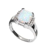 Sterling Silver Lab Opal Ring - 3mm Band Width - 11mm Face Height - Sizes: 6-9