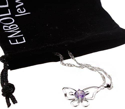Sterling Silver Bow Heart Purple Crystal Pendant Necklace for Mother Daughter Best Friend I Love You Gift
