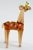 Tall Giraffe Collectible Glass Figurine Amber with White Spots. Approx 2 Inches Tall