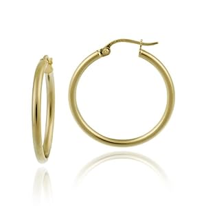 18k Yellow Gold Plated Sterling Silver Polished 2x25 Clicktop Hoop Earrings