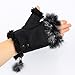 Fashion Girls Ladies Rabbit Fur Hand Wrist Warmer Winter Fingerless Gloves Black