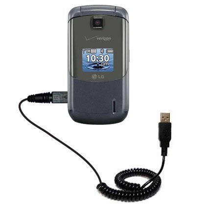 Coiled USB Cable for the LG VX5600 with Power Hot Sync and Charge capabilities - uses Gomadic TipExchange Technology
