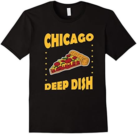 Men's FUNNY CHICAGO DEEP DISH T-SHIRT Food Pizza Meme Gift Small Black