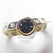 14K Two-Tone Gold Created Alexandrite and Diamond Ring