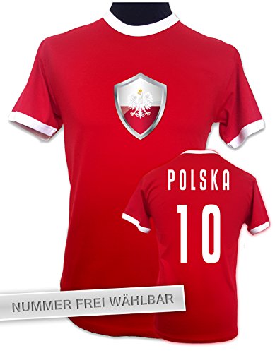 net-shirts POLEN – POLSKA TRIKOT STYLE 1 T-Shirt, Größe S – Rückennummer 5, rot