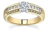0.98 CT ROUND DIAMOND 18K YELLOW GOLD RING NEW