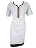 Yoga White Tunic Printed Cotton Kurti Dress Embroidered Yoke Kurta (Chest:50")