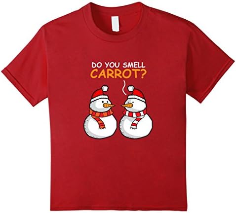 Kids Do You Smell Carrot? Funny Snowman Christmas T-Shirt 10 Cranberry