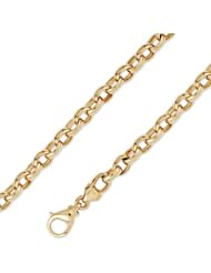 14K Solid Yellow Gold Hip Hop Bullet Chain Necklace 7mm (17/64") 26"