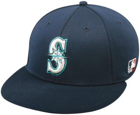 2013 MLB Bamboo FLAT Flex-Fit Seattle MARINERS Md/Lg Home Navy Blue Hat Cap Stretch Fitted Heavy