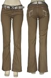YMI Stretch Cotton Slub Pants W/ Distressed Belt