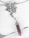 Long Sterling Silver FAIRY w/ Amethyst Dangle Pendant