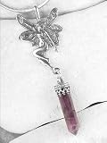Long Sterling Silver FAIRY w/ Amethyst Dangle Pendant