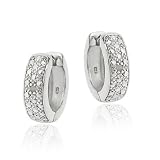 Sterling Silver Diamond Accent Huggies Hoop Earrings