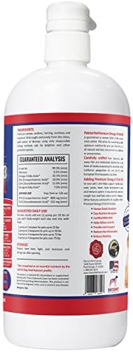 #1 Omega 3 Fish Oil For Dogs 16 Oz ● Refined Human Grade ● Improves Coat, Joint and Heart ● From Wild Caught Salmon/Icelandic Fish ● Superior DHA & EPA Levels Better Than Alaskan Salmon Oil ● Low Odor