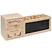 Natural Wood Office Supply Caddy / Pencil Holder / Desktop Stationary Organizer w/ Chalkboard - MyGift®