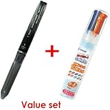 Pilot Hi-tec-c Coleto 5 Color Multi Pen Body Component - Clear Black Body & Multi Pen Ink Cartridge - 0.4 Mm - 10 Color starter set