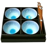 IMAGE OF 4 piece Blue Crackle 4 1/2