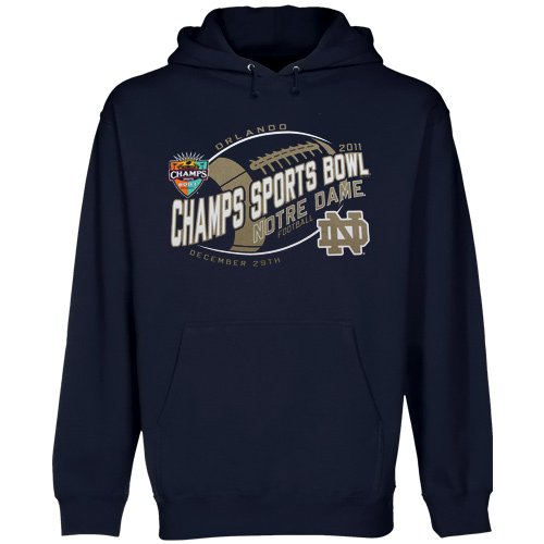 Notre Dame Fighting Irish Navy Blue 2011 Champs Sports Bowl Bound Pullover Hoodie Sweatshirt (Small)