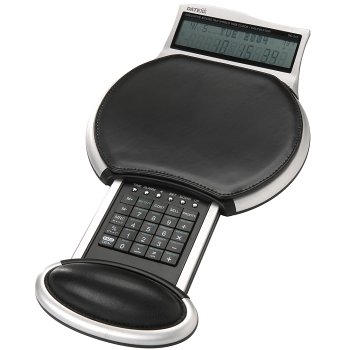 Datexx MouseStation Executive Leather Mouse Pad with Calculator and World Time Clock - 215WTLG