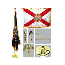 Florida 4ft x 6ft Flag telescoping Flagpole Base and Tassel